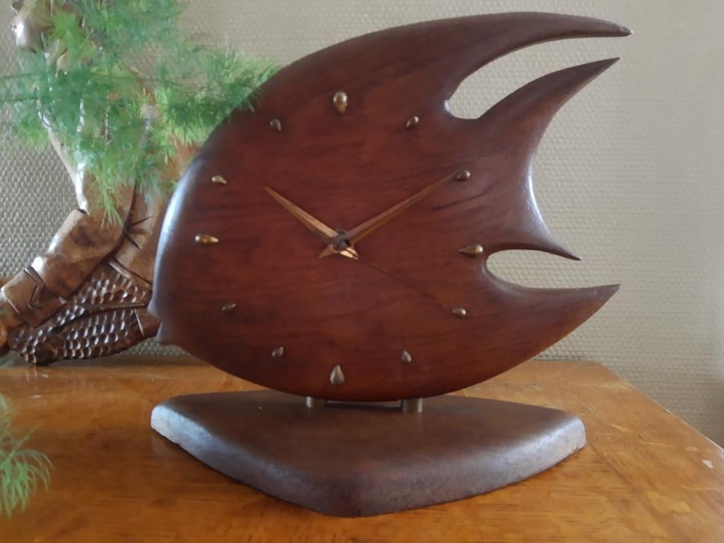 Iconische Mid-Century Hilbink elektrische maanvis mantelklok, Ophalen of Verzenden, Huis en Inrichting