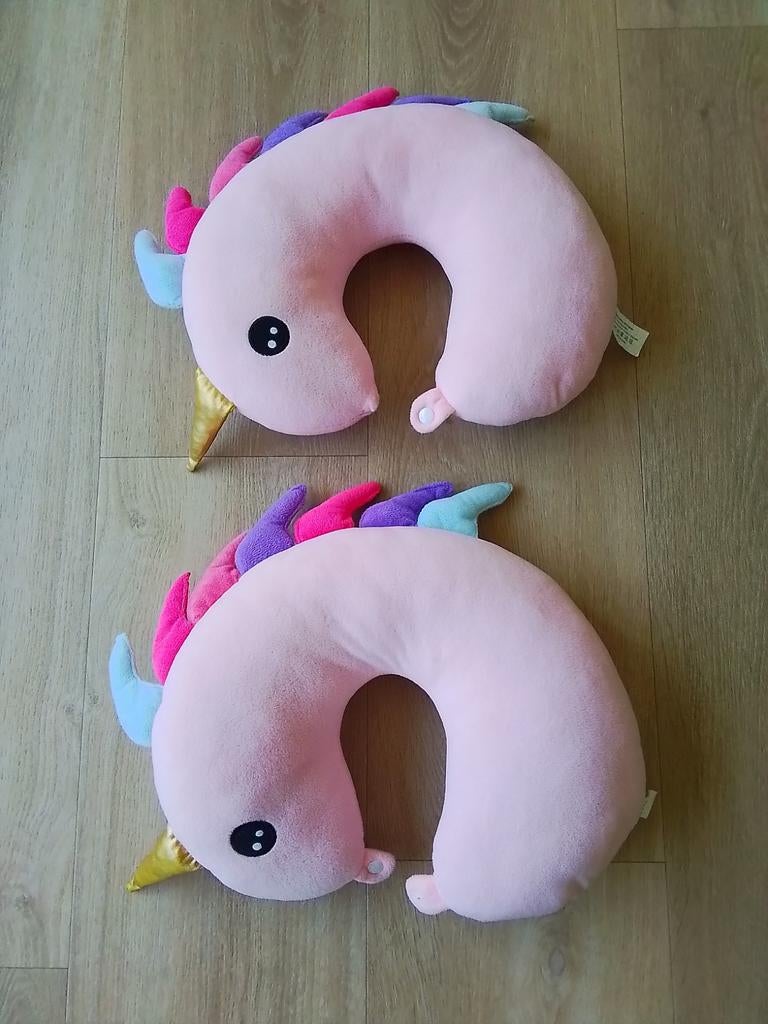 2 roze unicorn nekkussens, neksteunen, Ophalen of Verzenden, Zo goed als nieuw