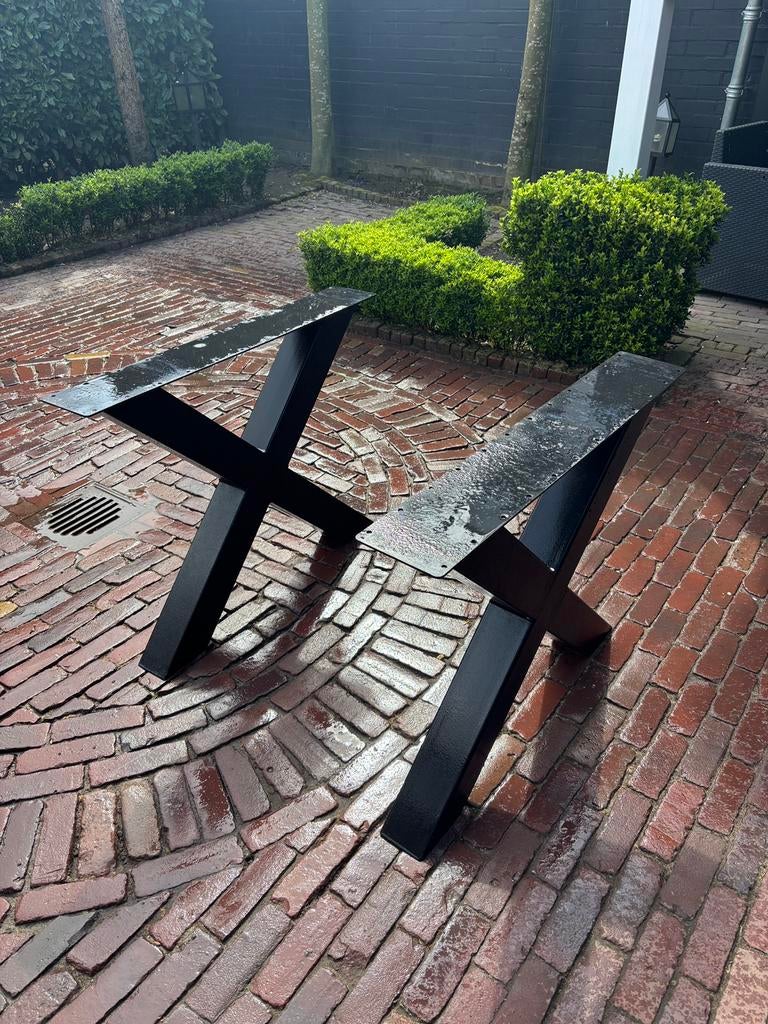 Stalen X poten t.b.v. tuintafel, Tuin en Terras, Picknicktafels, Ophalen, Gebruikt, Rechthoekig, Staal