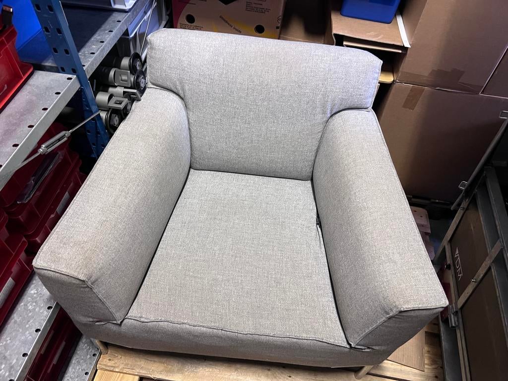 Bloq fauteuil - Design on Stock - Grijs, Huis en Inrichting, Fauteuils, Gebruikt, Stof, 75 tot 100 cm, Ophalen of Verzenden
