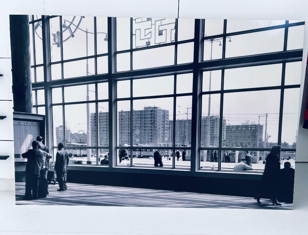 Rotterdam CS 1955 op aluminium, Ophalen, 50 tot 75 cm, Zo goed als nieuw, 100 tot 125 cm