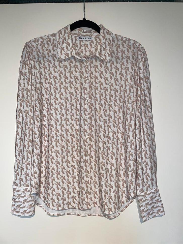 Maicazz dames wit beige overhemd blouse mt M, Kleding | Dames, Blouses en Tunieken, Zo goed als nieuw, Maat 38/40 (M), Wit, Ophalen of Verzenden