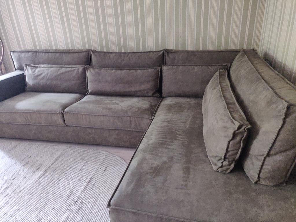 Hoekbank z.g.a.n. chique groen, Ophalen, Zo goed als nieuw, Stof, Landelijk modern