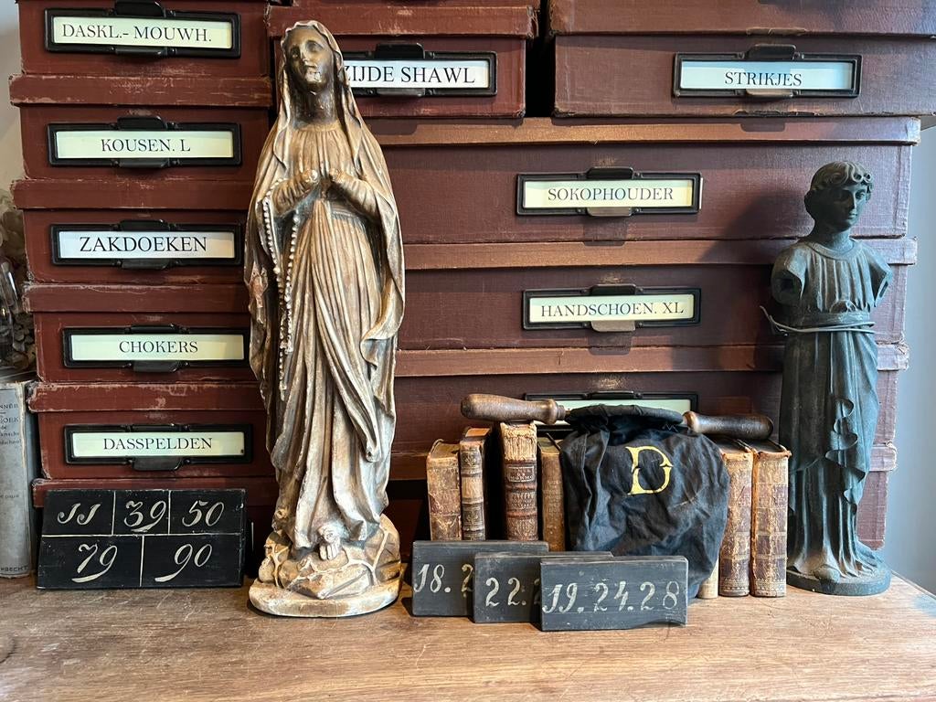 MOOI OUD VERWEERD BEELD MARIA, Antiek en Kunst, Curiosa en Brocante, Ophalen of Verzenden