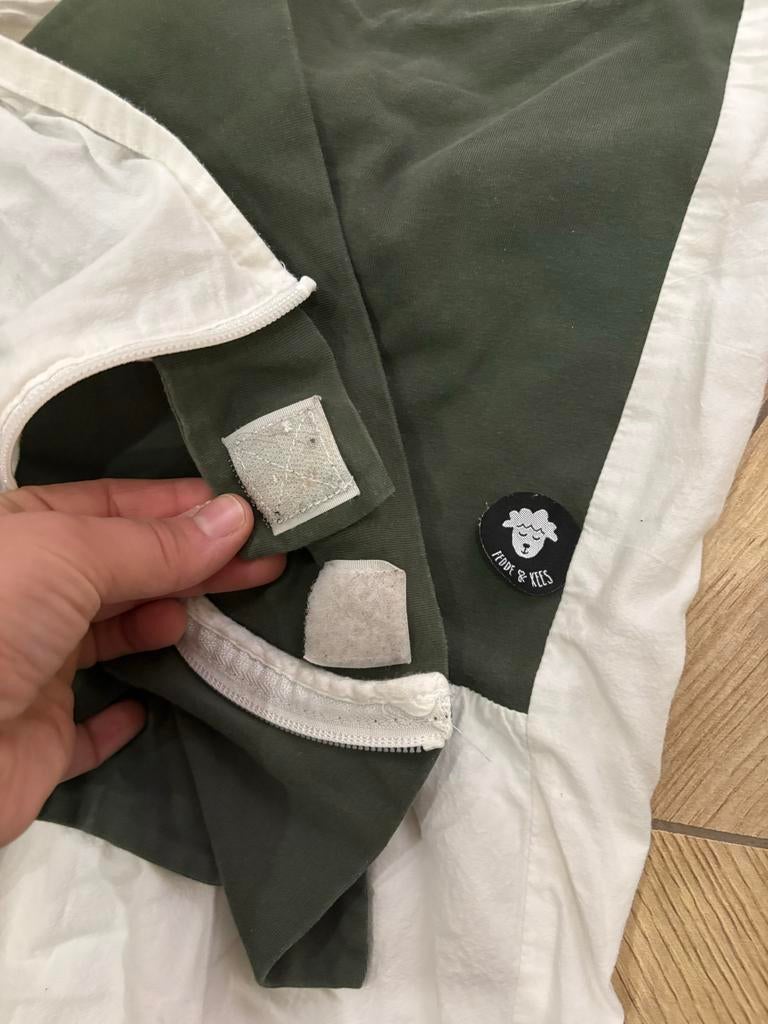 Fedde & Kees Bakerzak / nunki laken - Groen/Wit, Kinderen en Baby's, Ophalen of Verzenden, Gebruikt, 70 tot 85 cm, Bakerzak of Bakerdoek