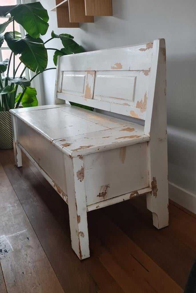 Houten klepbank, Minder dan 75 cm, Tweepersoons, Ophalen of Verzenden, Rechte bank