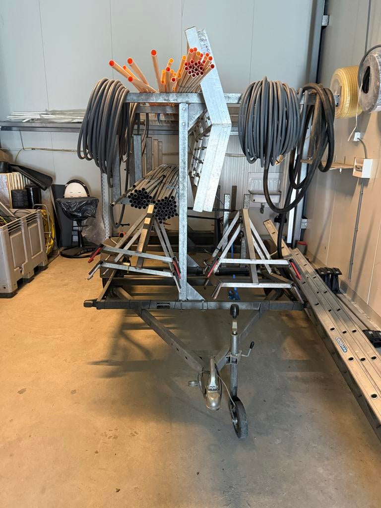 Steiger aanhanger - Compleet met rolsteiger onderdelen, Ophalen of Verzenden, Gebruikt, Rolsteiger of Kamersteiger, 5 meter of hoger