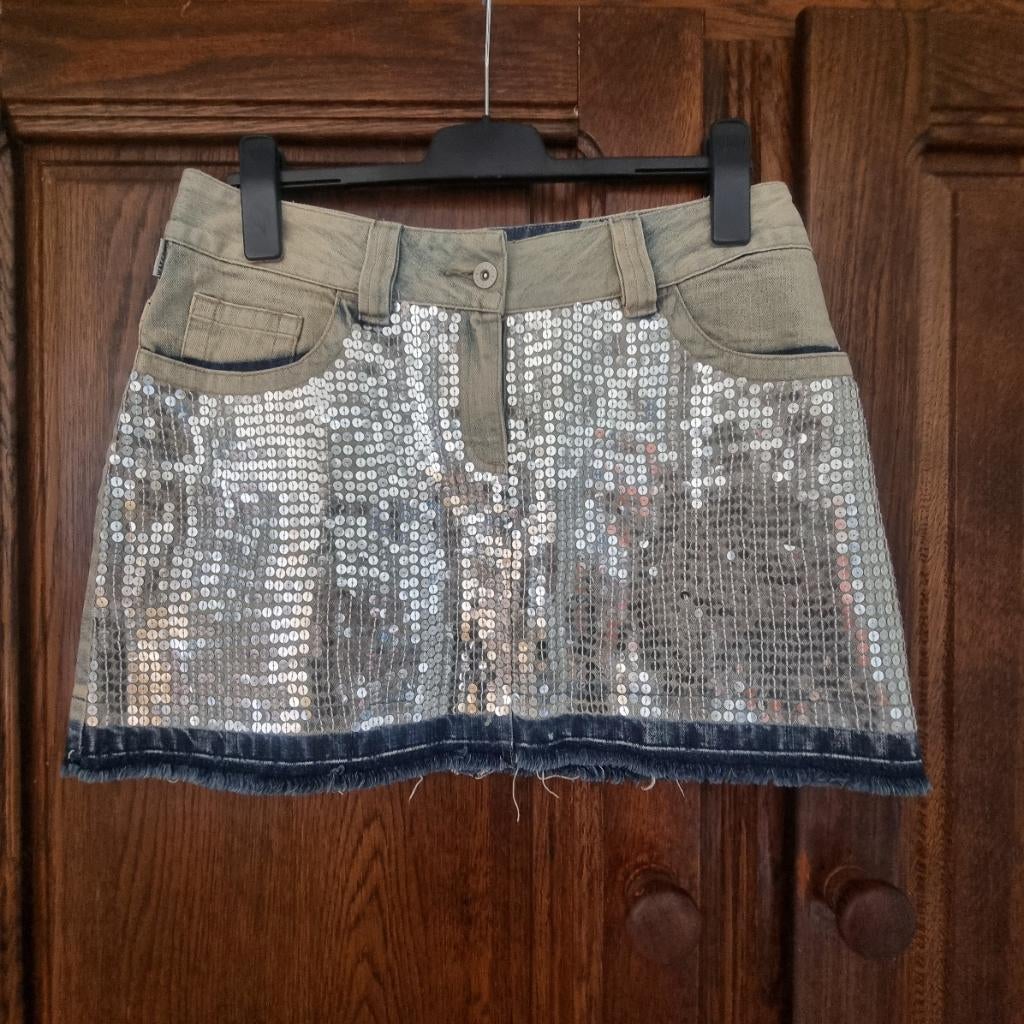 Watcher denim minirokje, Kleding | Dames, Rokken, Zo goed als nieuw, Boven de knie, Watcher, Verzenden