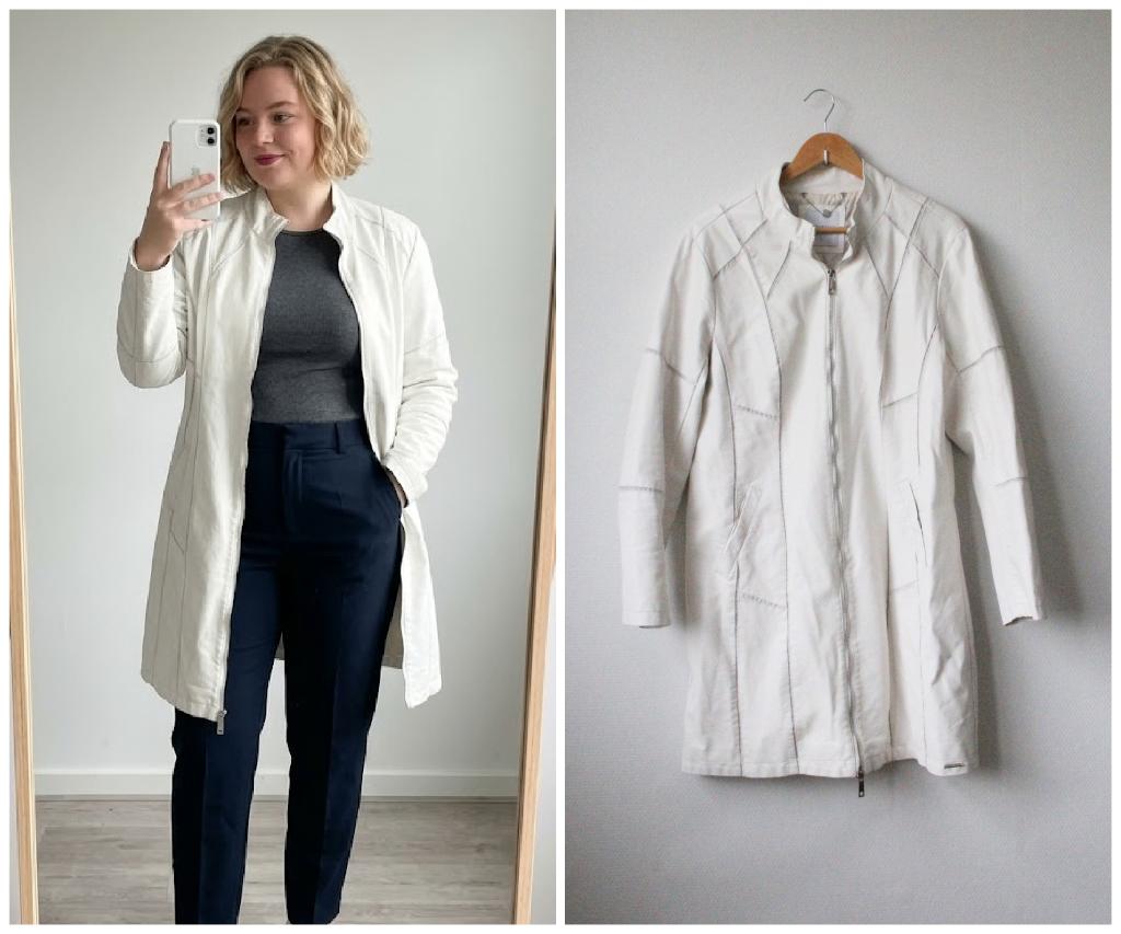 Rino Pelle - prachtige witte leren jas - maat 44, Kleding | Dames, Jassen | Zomer, Verzenden, Wit, Maat 42/44 (L), Zo goed als nieuw