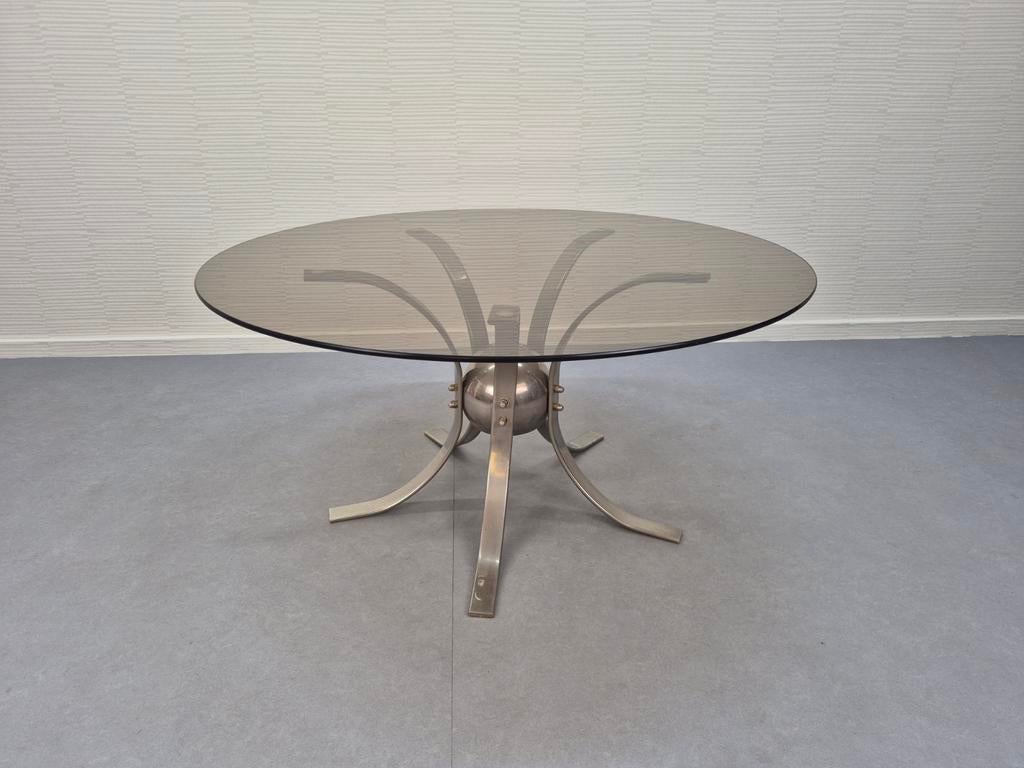 'Sputnik' salontafel. Vintage tafel rookglas met chroom., Huis en Inrichting, Ophalen, ., ., .