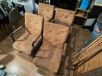 Eetkamerstoelen van de Bommel 4 stuks, Ophalen, Gebruikt, Bruin, Leer