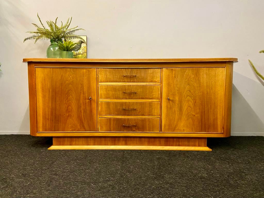 Vintage sideboard jaren 50/60 mid-century teak retro kast, Ophalen, Midcentury retro deens design scandinavisch kast, Met deur(en)