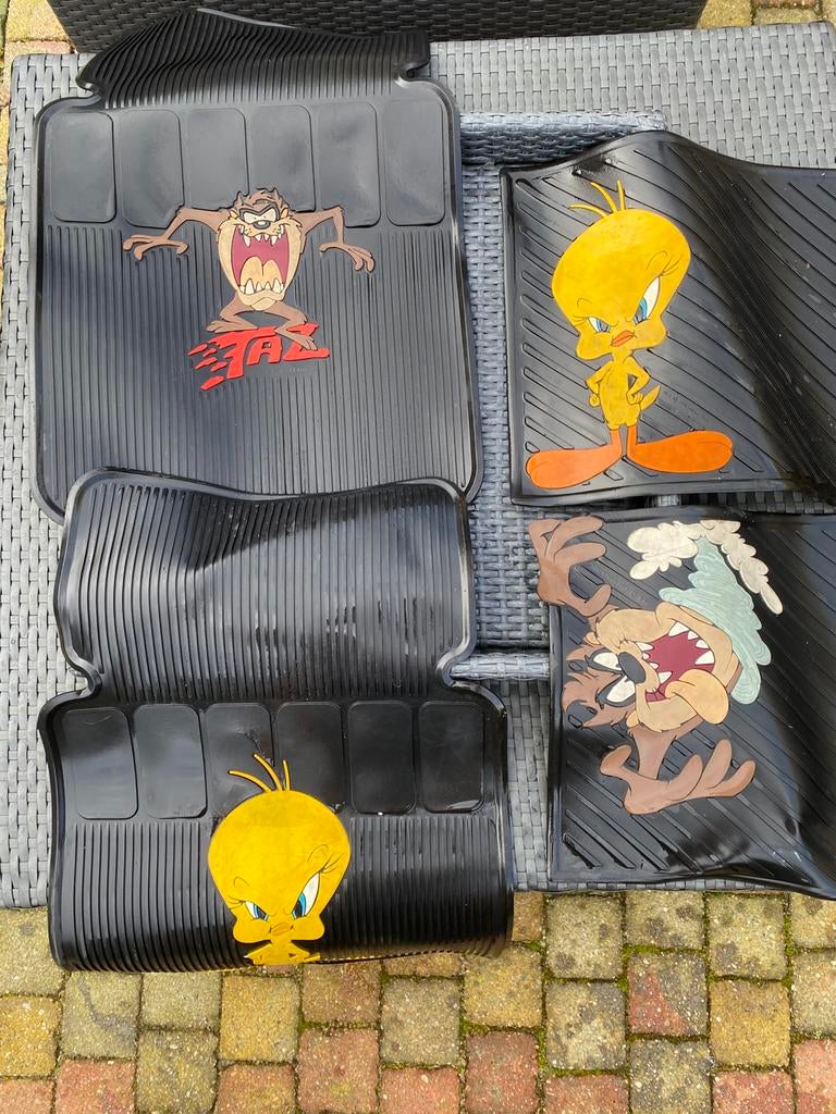 Vintage 1992 Looney Tunes rubberen automatten 4 stuks, Ophalen of Verzenden, Zo goed als nieuw