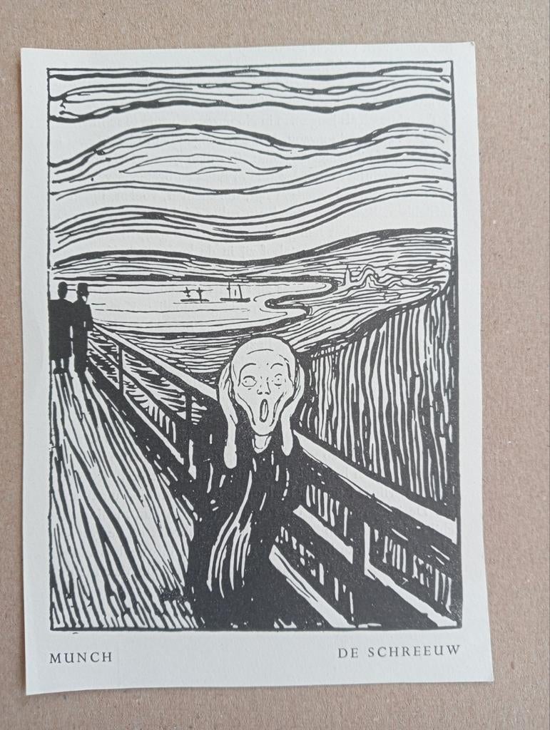 Edvard Munch Houtsnede De Schreeuw 1949, Ophalen of Verzenden