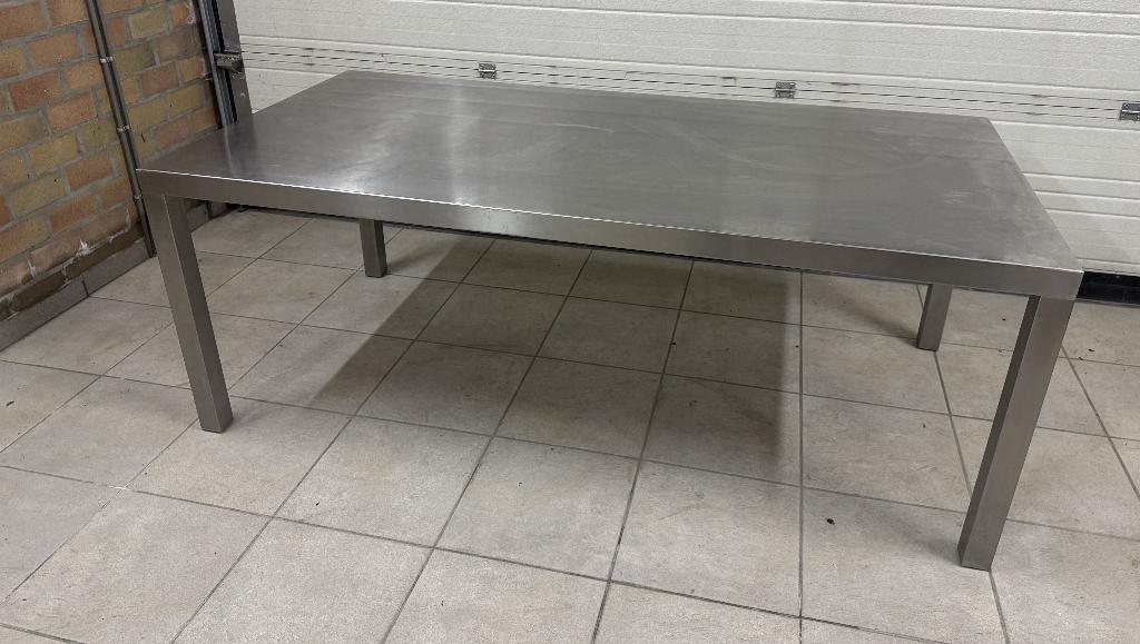Inox (RSV) Design Eettafel (2m op 90cm), Ophalen, Gebruikt, 100 tot 150 cm, 200 cm of meer
