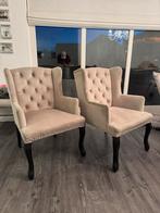 Luxe Dubbelman Design stoel - Beige met knopen, Huis en Inrichting, Stoelen, Ophalen, Twee, Overige kleuren, Zo goed als nieuw
