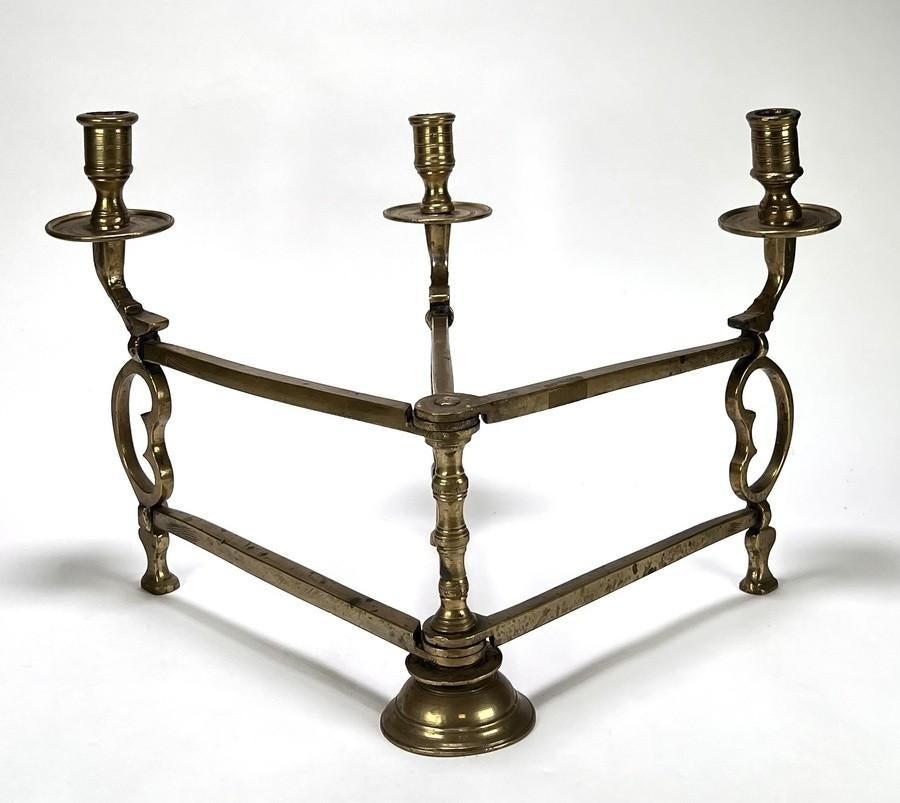 1375. Messing schaarkandelaar, tweede helft 19e eeuw, Ophalen of Verzenden, Koper of Brons