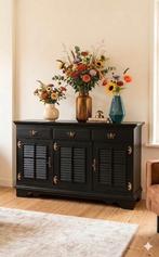 Zwart dressoir met louvre deuren en lades, Ophalen, Gebruikt, 150 tot 200 cm, Klassiek, Landelijk