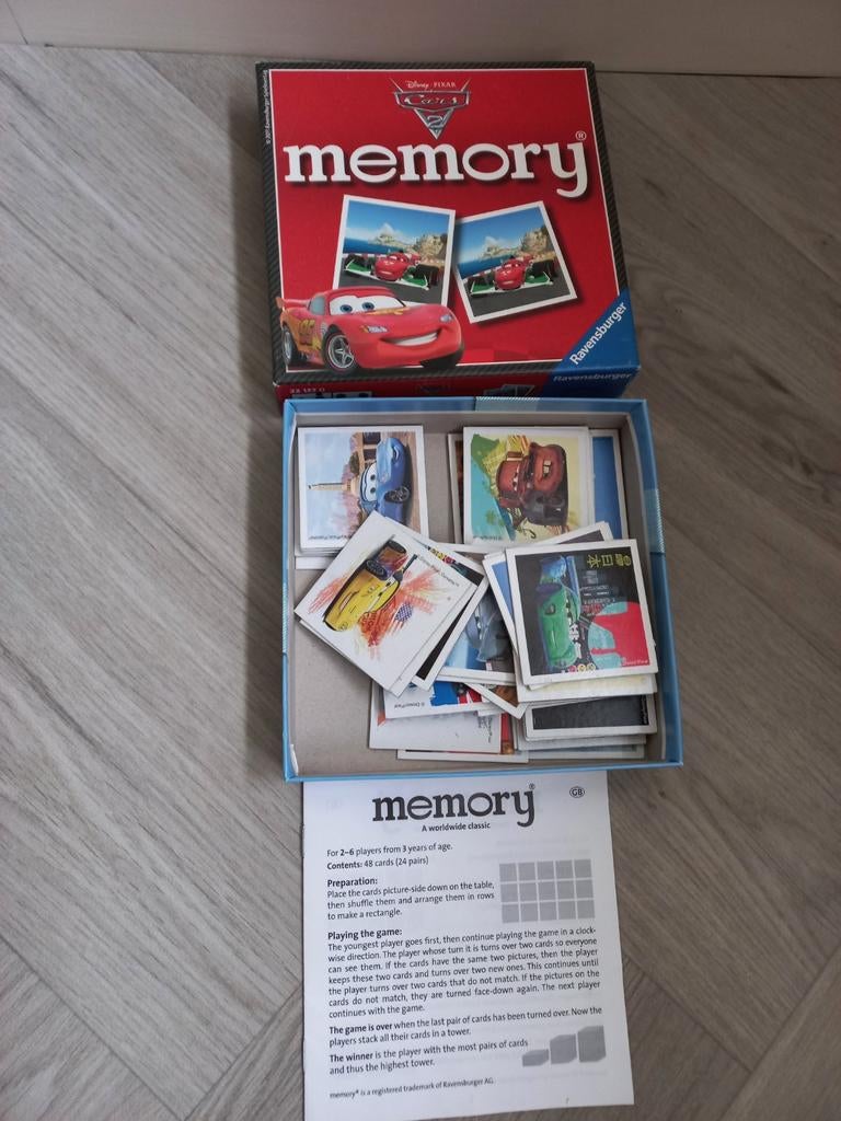 Disney Cars memory, Drie of vier spelers, Ophalen of Verzenden, Zo goed als nieuw, Disney