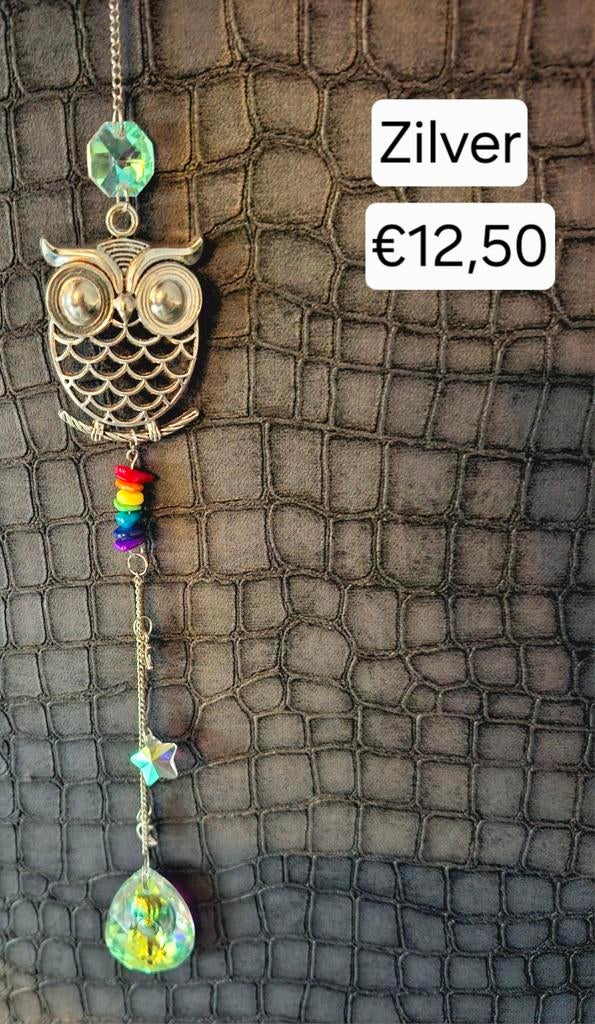 Handgemaakte uil suncatcher zilver, Huis en Inrichting, Woonaccessoires | Overige, Ophalen of Verzenden