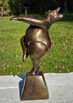 DIKKE DAME / bronzen beeld / armen omhoog, Antiek en Kunst, Ophalen of Verzenden