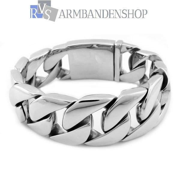 div brede rvs staal heren en dames armbanden RVS zilver., Verzenden, Nieuw, Zilver, Staal