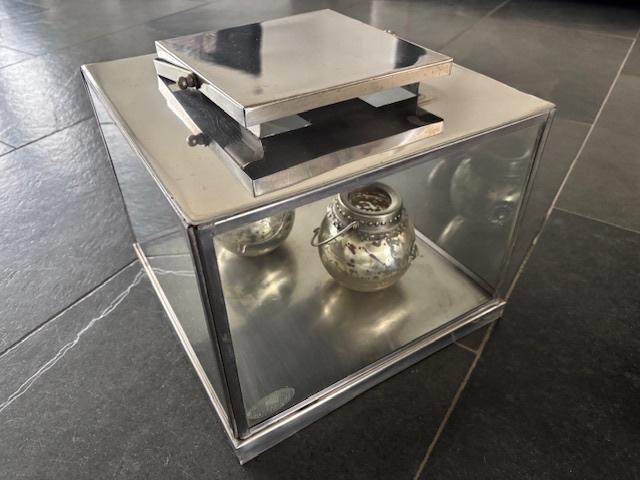 windlicht glas Riverdale RVS 30x30 cm IZGST, Ophalen of Verzenden, Zo goed als nieuw, Metaal, 25 tot 50 cm
