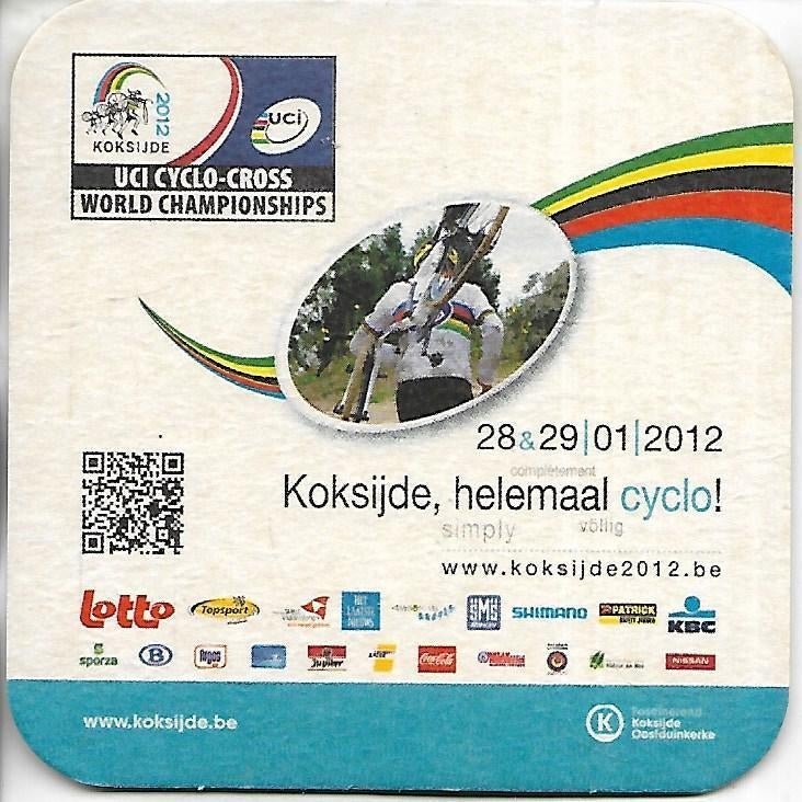 UCI Cyclo Cross Koksijde 2012 bierviltje, Ophalen of Verzenden, Zo goed als nieuw, Viltje(s), Overige merken