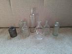Diverse glazen potjes en flesjes voor bruiloft decoratie, Ophalen of Verzenden