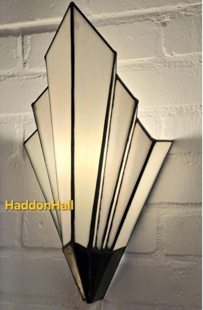 Tiffany art deco wandlamp, 39cm hoog, Ophalen of Verzenden, Nieuw, Glas