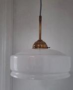 Artdeco opaline glas/messing hanglamp., Huis en Inrichting, Ophalen of Verzenden, Zo goed als nieuw, Glas, Minder dan 50 cm