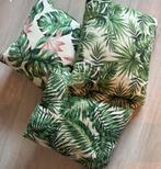 3 complete kussens met tropische print, Huis en Inrichting, Woonaccessoires | Kussens, Ophalen, Zo goed als nieuw, Groen, Vierkant