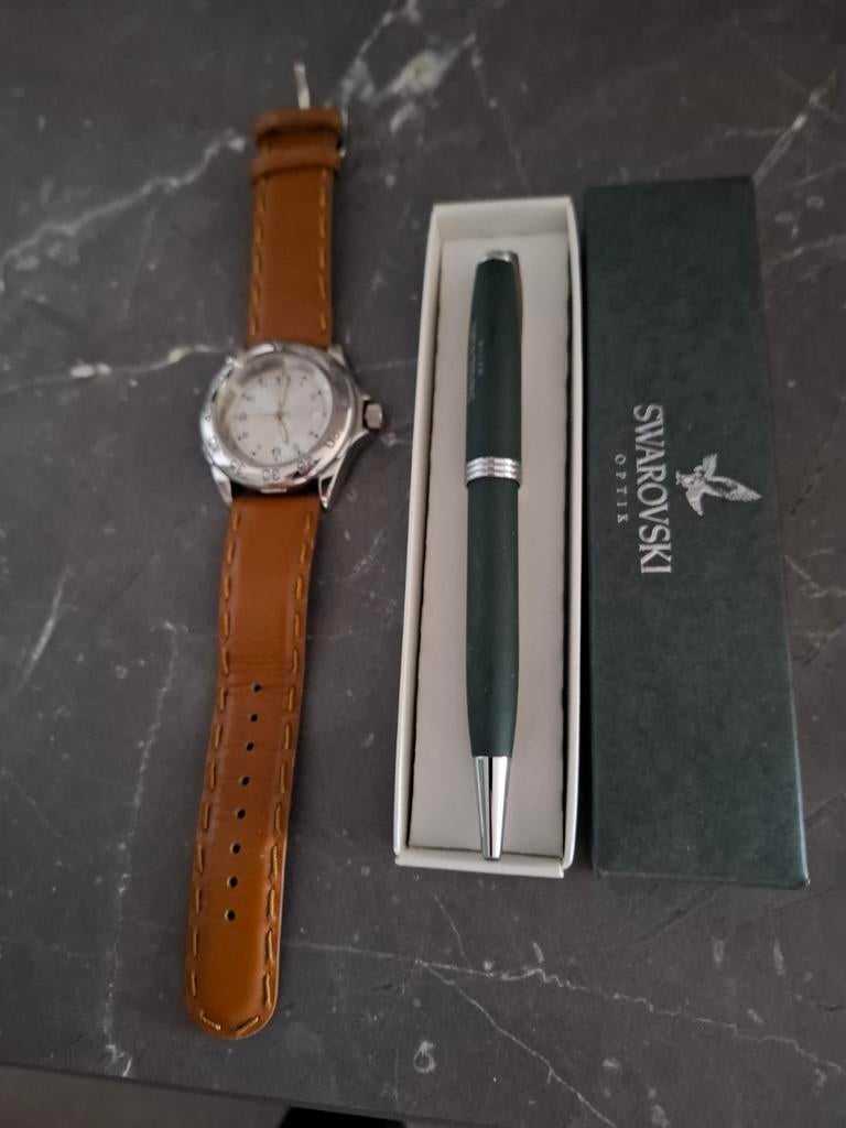 Horloge en pen Swarovski, Ophalen of Verzenden, Zo goed als nieuw, Staal, Overige merken