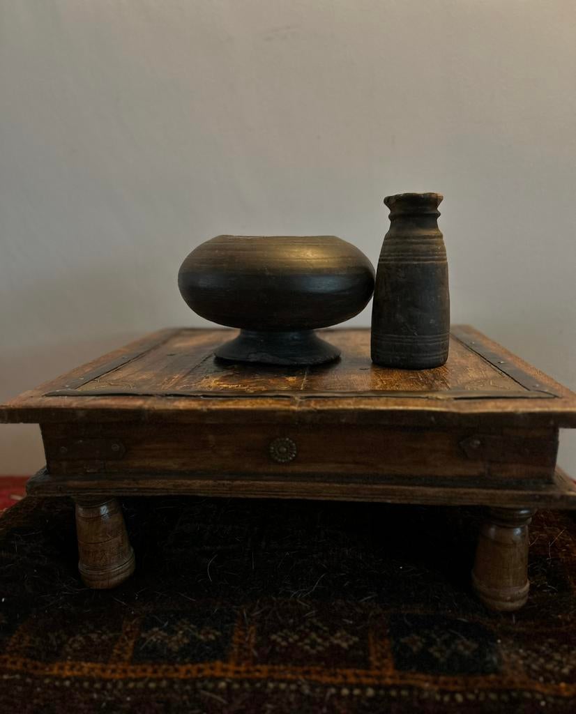 Oud oosters bajot tafeltje bewerkt India bohemian, Ophalen of Verzenden