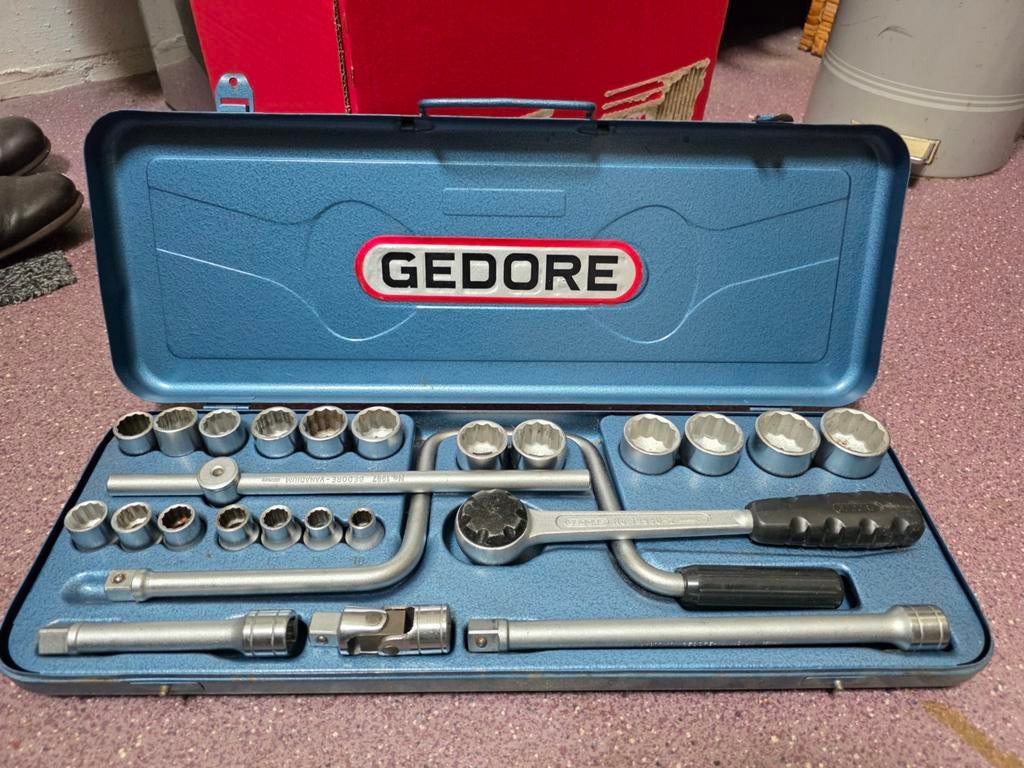 Gedore Vanadium 25-delige doppenset in metalen koffer, Doe-het-zelf en Verbouw, Gereedschap | Handgereedschap, Ophalen of Verzenden
