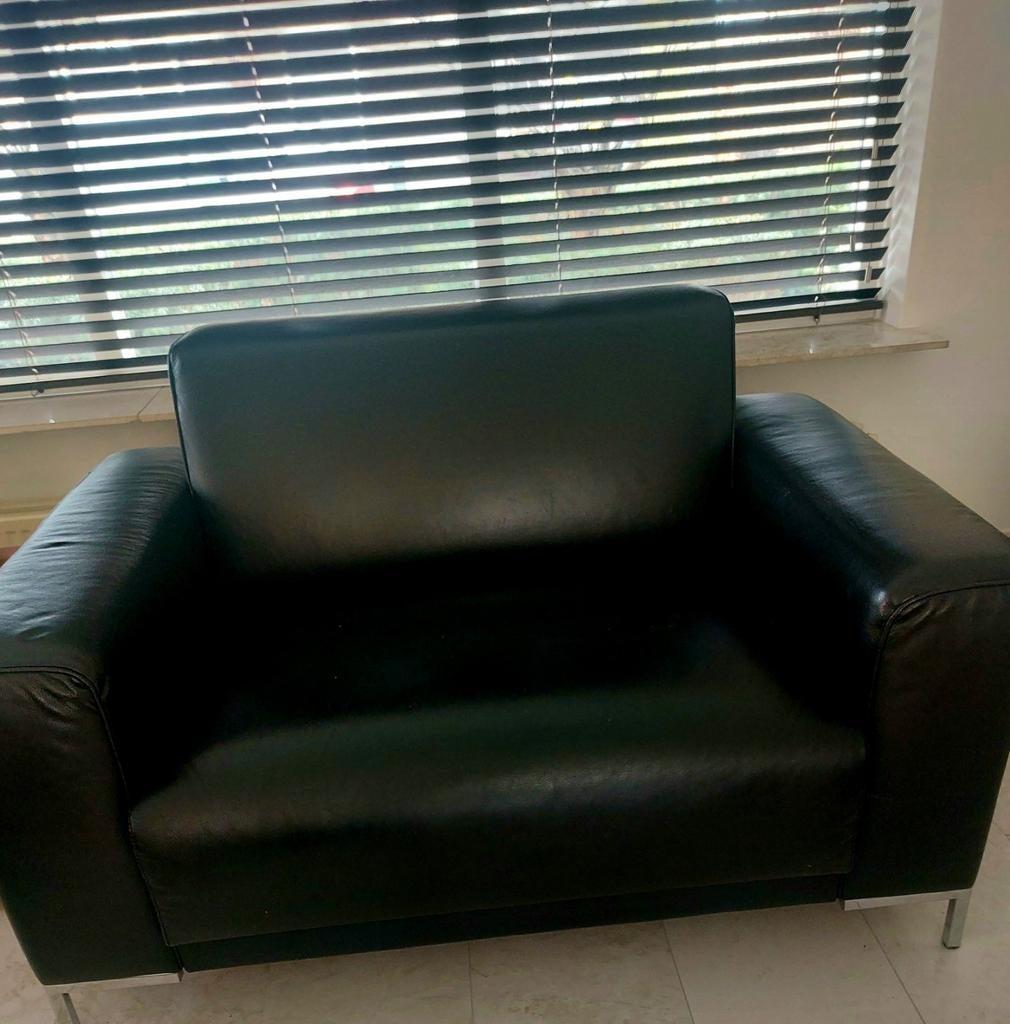 Fauteuil,  love Seat model, hoog kwaliteit leer,, Ophalen of Verzenden, Zo goed als nieuw, 75 tot 100 cm, Leer