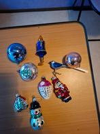 Kerstballen sneeuwpop blauwe kaars eikel etc oudjes, Ophalen of Verzenden