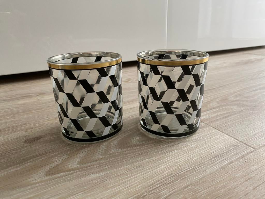 2 Glazen Theelichthouders H&M Home, Huis en Inrichting, Woonaccessoires | Kandelaars en Kaarsen, Overige materialen, Ophalen of Verzenden