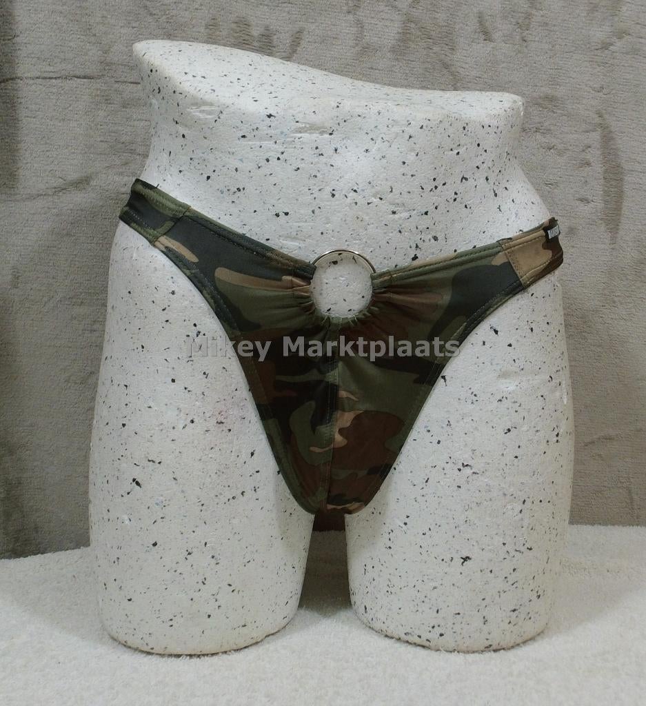 Camouflage Herenstring maat M (403), Kleding | Heren, Ondergoed, Ophalen of Verzenden, Groen, Mikey, Slip