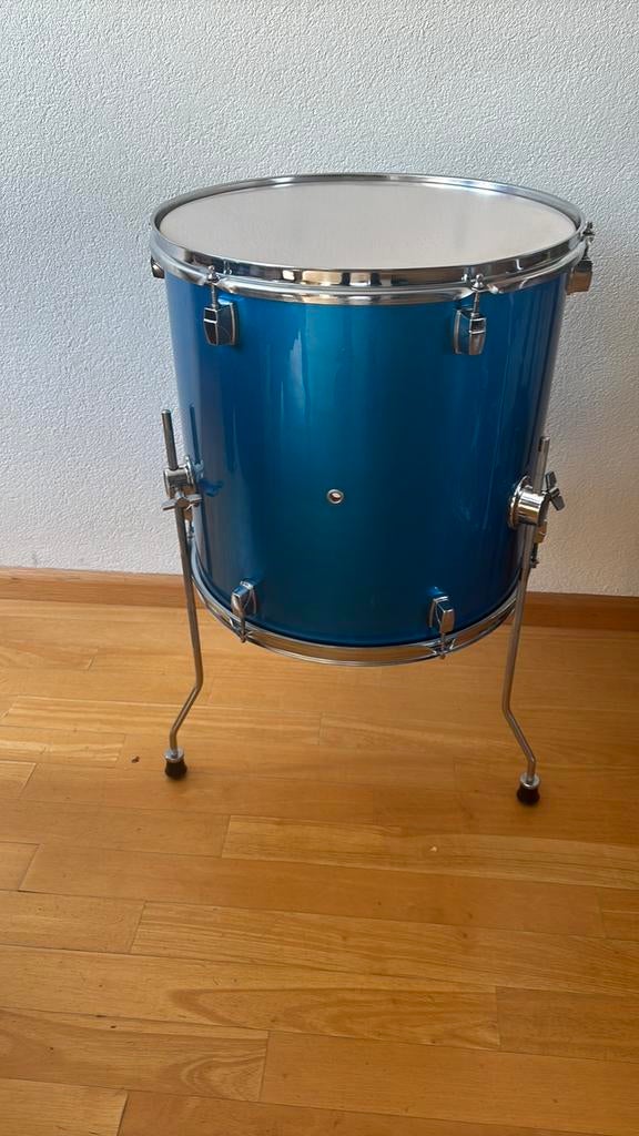 staande blauwe floortom 16"/diepe sound/drumstel & percussie, Ophalen, Zo goed als nieuw, Trommel