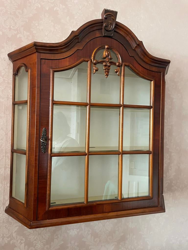 Antieke -vintage Houten vitrinekast, Huis en Inrichting, Kasten | Vitrinekasten, Ophalen, Gebruikt, 100 tot 150 cm, 50 tot 100 cm