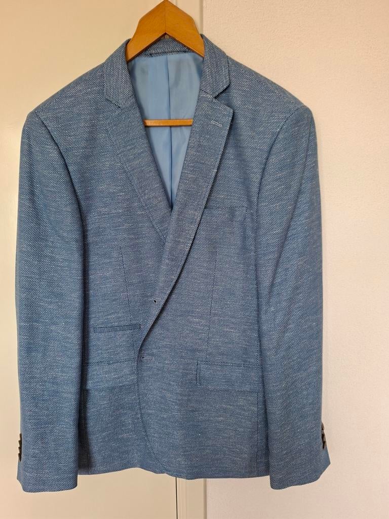 Stijlvol lichtblauw colbert, maat M, Kleding | Heren, Kostuums en Colberts, Ophalen, Maat 52/54 (L), Onbekend, Blauw