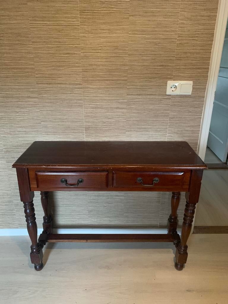 Houten consoletafel met lades, Huis en Inrichting, Tafels | Bijzettafels, Gebruikt, Rechthoekig, 45 tot 60 cm, 75 cm of meer, Hout