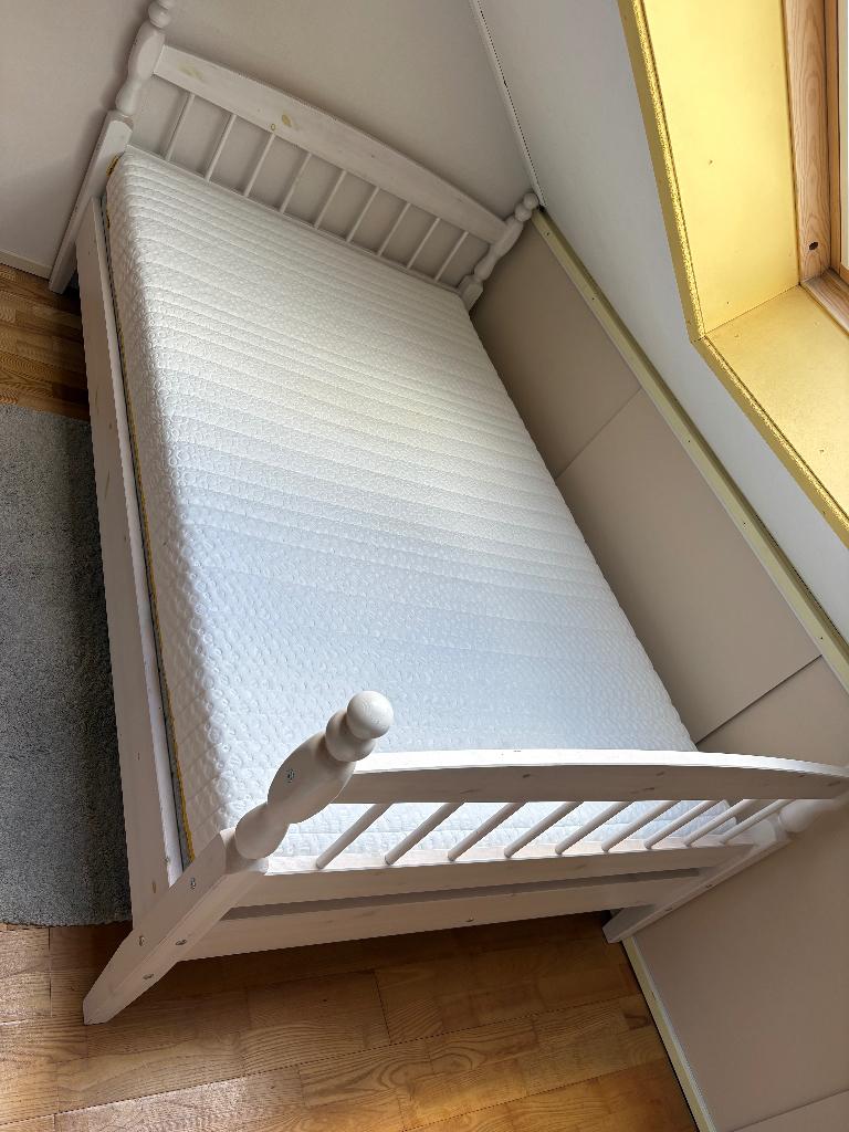 Twijfelaar 120 x 200, Huis en Inrichting, Slaapkamer | Bedden, Ophalen, Gebruikt, Wit, Twijfelaar