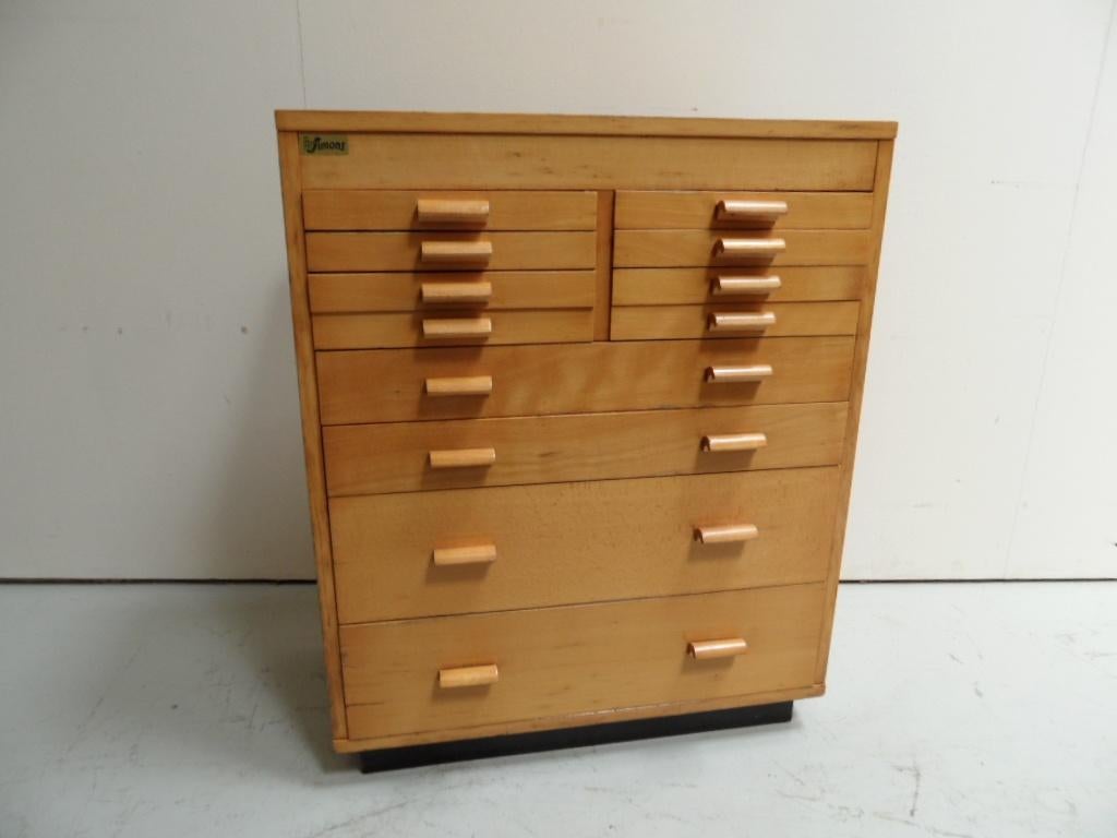 Vintage ladekast  archiefkast  schoolkast, 3 of 4 laden, Minder dan 100 cm, 25 tot 50 cm, 50 tot 100 cm