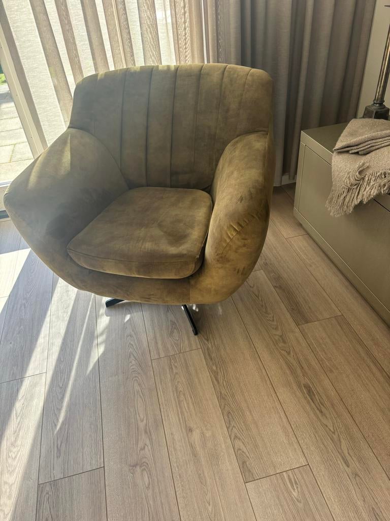 Urban sofa draai fauteuil - Mosgroen fluweel, Ophalen of Verzenden, Zo goed als nieuw, Stof, 75 tot 100 cm