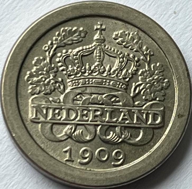 Vijf cent 1909 beauty!, Postzegels en Munten, Munten | Nederland, Losse munt, 5 cent, Koningin Wilhelmina, Ophalen of Verzenden