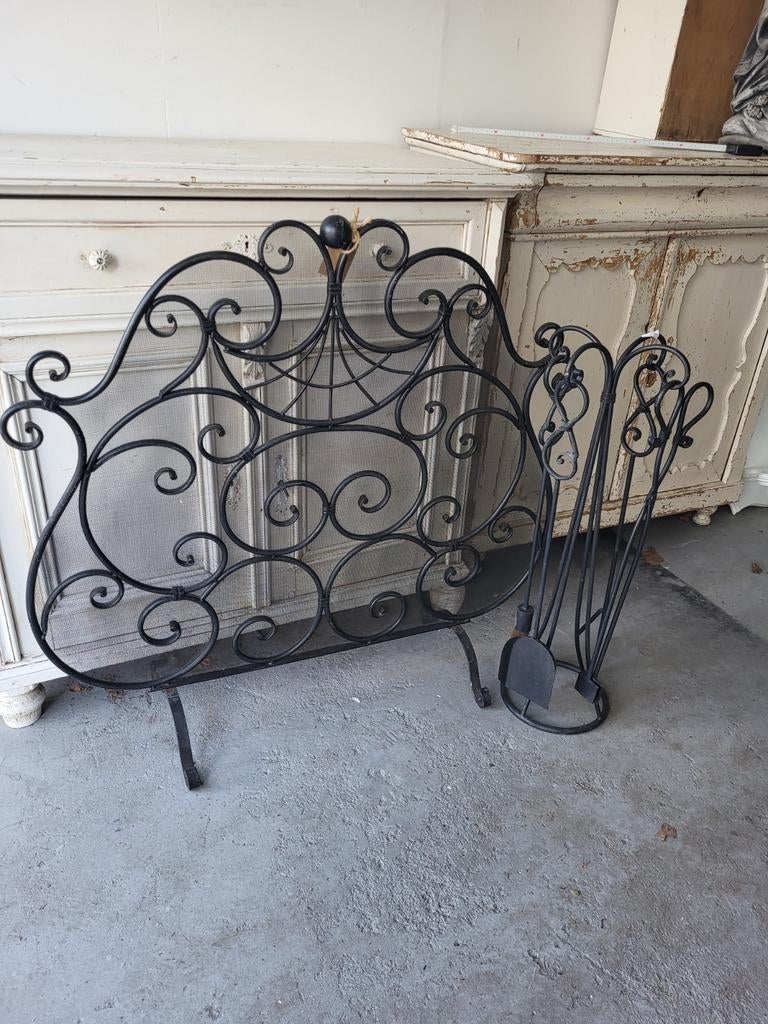 Decoratieve openhaard set - scherm en gereedschap, Ophalen, Gebruikt, Vrijstaande haard, Overige soorten