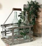 SALE………. Brocante oud zinken flessenrekje, Ophalen of Verzenden