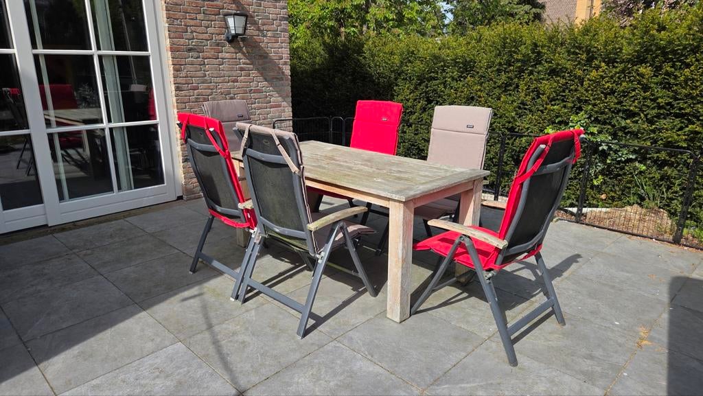 Tuinset - Tafel + 6 stoelen, Tuin en Terras, Ophalen, Gebruikt